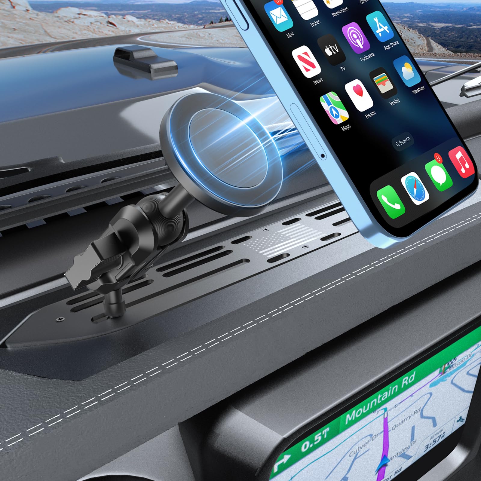 Swiftgaze Stainless Steel Phone Mount For 2018-2023 Wrangler Jl (Not 4Xe)&2020-2023 Gladiator Magnetic&Clamp Dual Heads All-Meta